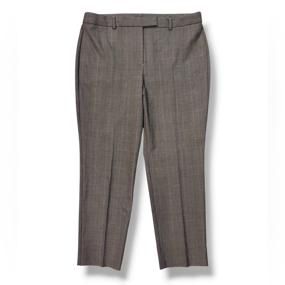 TALBOTS Brown Tan Plaid Flat Front High Waist Straight Paint Size 14P